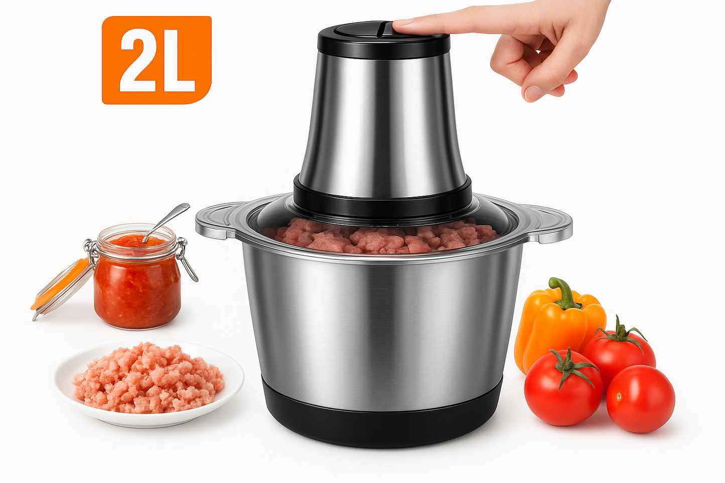 Mini processador de alimentos inox 2L